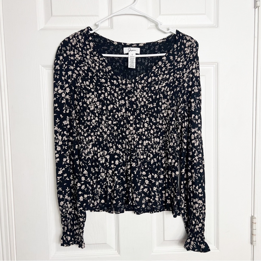 Japna | Long Sleeve Smock Floral Print Top Size S